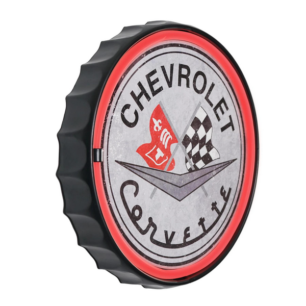 Chevrolet Corvette Neon LED Light Rope Sign Bottle Cap Shaped Bar Man Cave Decor