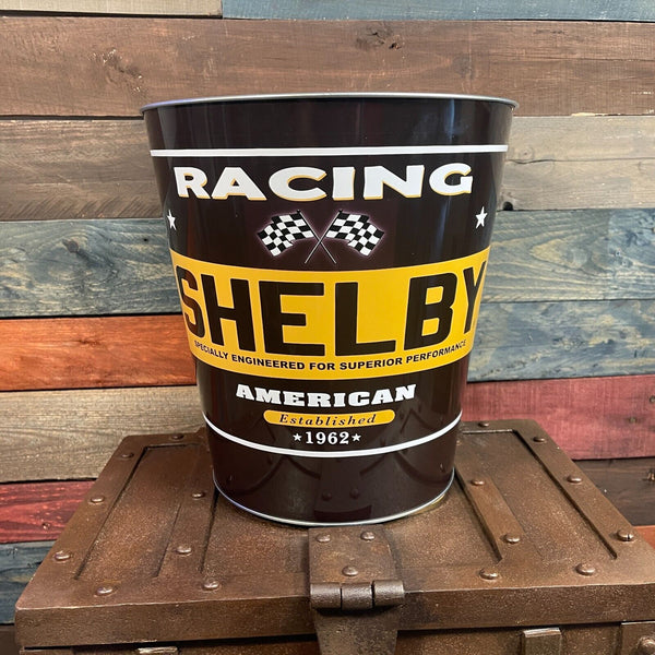 Shelby Ford Racing Tapered Metal Trash Bin Can Wastebasket Home Man Cave Decor
