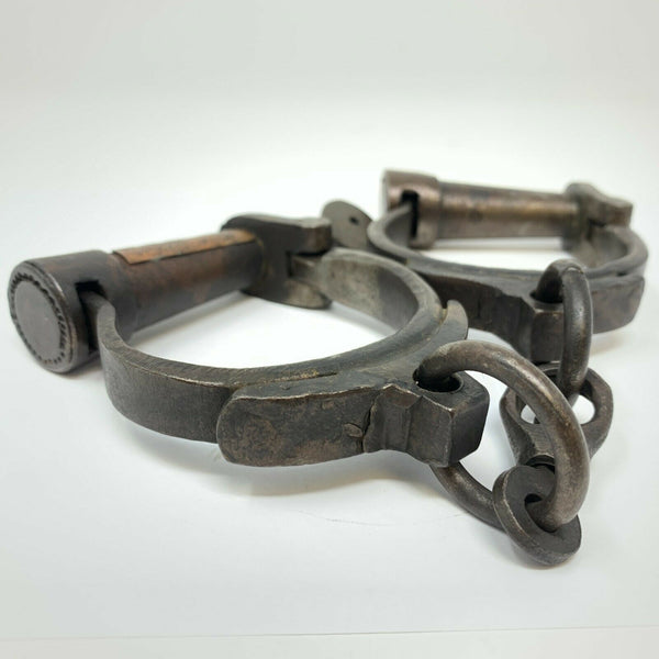 Folsom Prison California Handcuffs Cast Iron With Brass Tag & Antique Finish