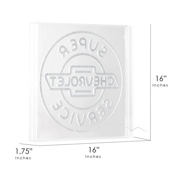 Chevrolet Acrylic LED Sign Neon Like Tubing Chevy Super Service Wall Decor