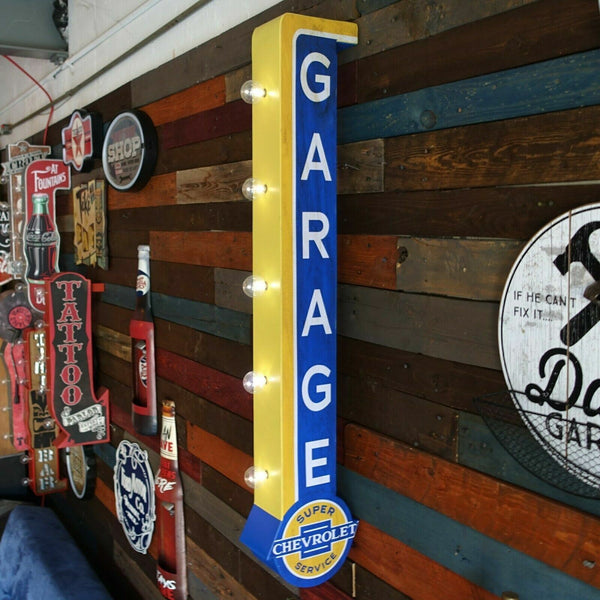 Chevrolet Garage 40" Double Sided Sign LED Marquee Bulbs Retro Vintage Antique