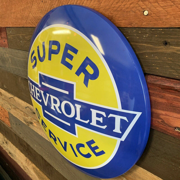 Chevrolet Super Service 15.5" Licensed Domed Metal Sign - Bar, Man Cave, Garage