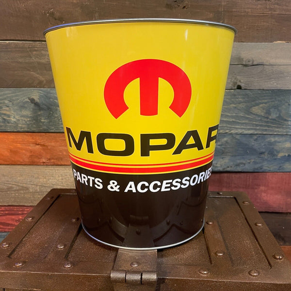 Mopar Parts & Accessories Tapered Metal Trash Bin Can Wastebasket Man Cave Decor