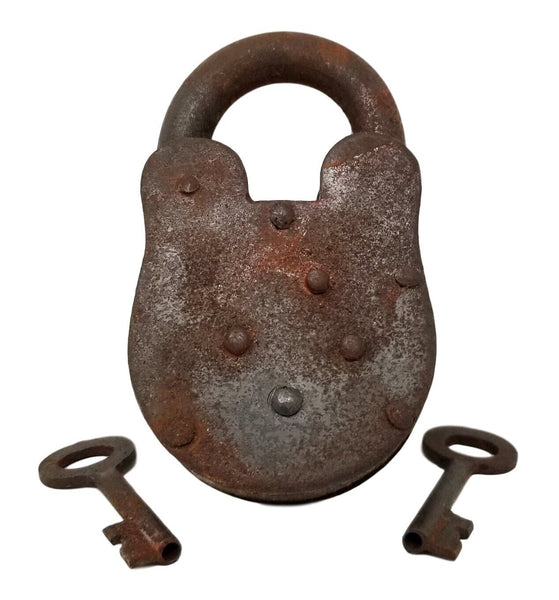Folsom State Prison Cast Iron 1880 Working Lock W/ Keys Rusty Finish & Brass Tag