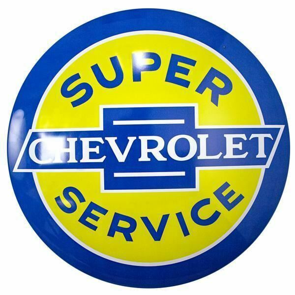 Chevrolet Super Service 15.5" Licensed Domed Metal Sign - Bar, Man Cave, Garage