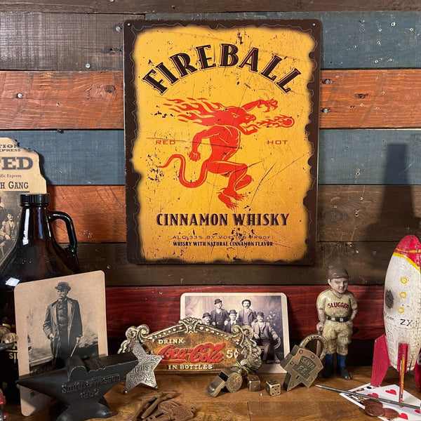 Fireball Cinnamon Whisky 15" x 12" Tin Metal Sign W/ Reinforced Hemmed Edges