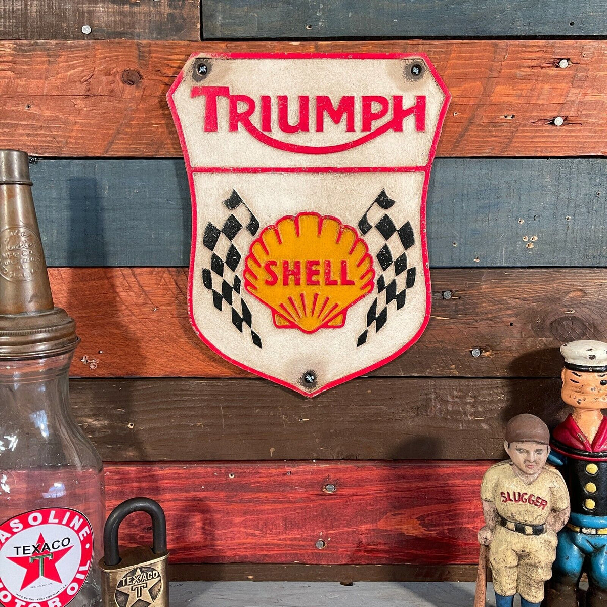 TRIUMPH SHELL 鋳鉄製 サインプレート アンティーク