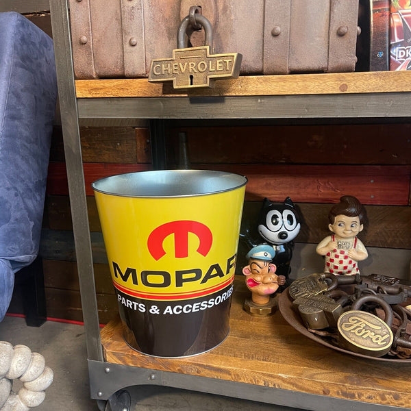 Mopar Parts & Accessories Tapered Metal Trash Bin Can Wastebasket Man Cave Decor