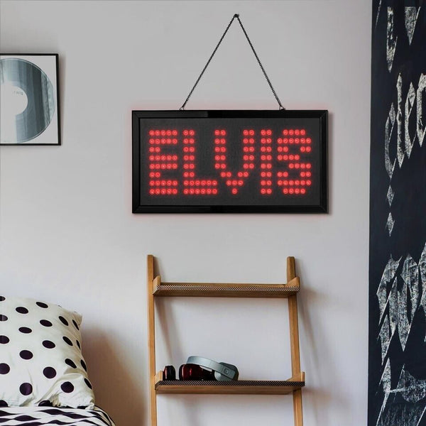 Elvis Framed and Flashing LED Marquee Hanging Wall Sign, Game Room Bar Man Cave