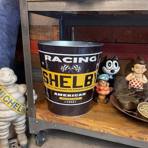 Shelby Ford Racing Tapered Metal Trash Bin Can Wastebasket Home Man Cave Decor