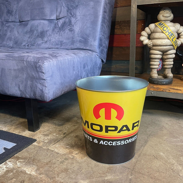 Mopar Parts & Accessories Tapered Metal Trash Bin Can Wastebasket Man Cave Decor