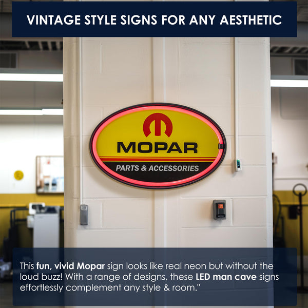 Mopar Parts & Accessories Oval LED Neon-Style Wall Sign – Red/Yellow – USB or Battery