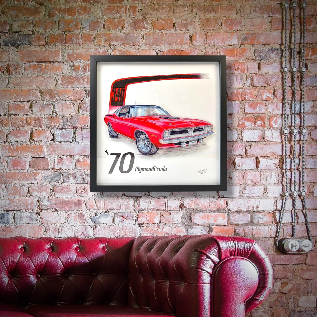 1970 Plymouth 'Cuda Classic Car Wall Art, 16x16 Inch Screen