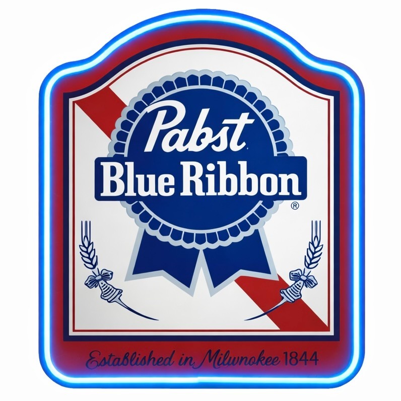 Pabst Blue Ribbon Label Neon Style LED Sign Officially Licensed