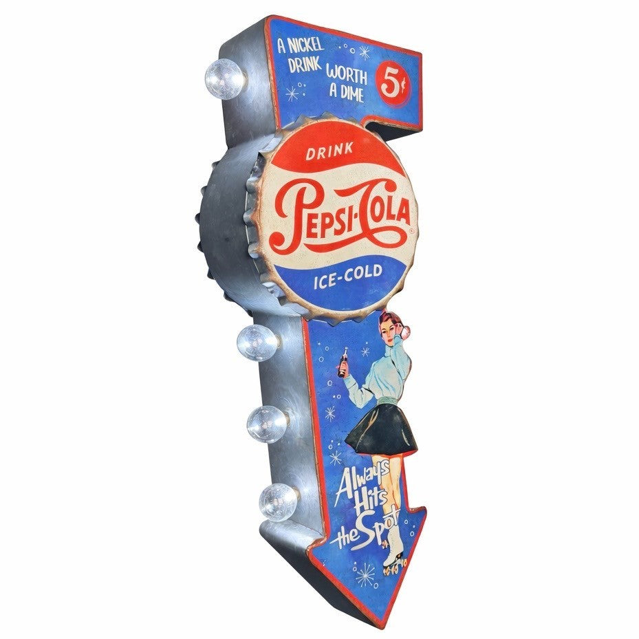 Double-Sided Pepsi-Cola Vintage Marquee LED Wall Sign – 25.5