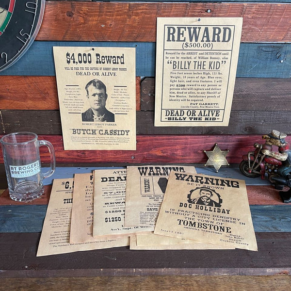 Old West Wanted Posters Parchment With Antique Finish (Set of 12)