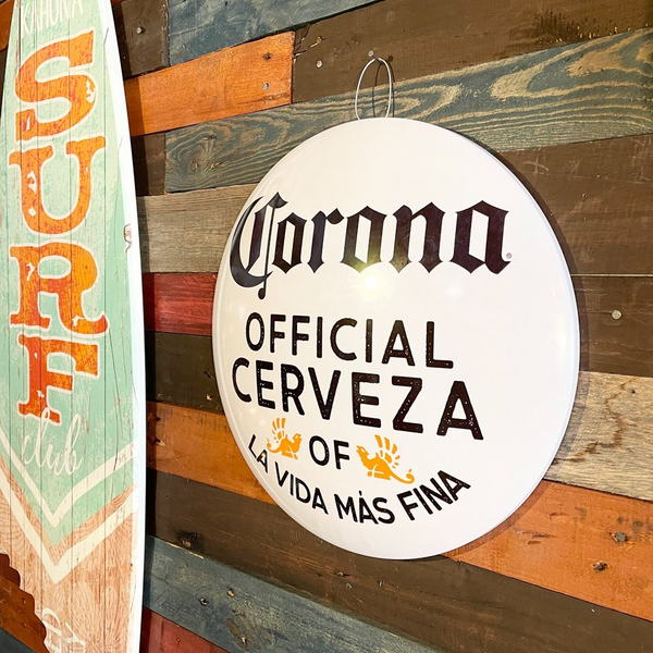 Corona Official Cerveza Of La Vida Mas Fina Round Dome Shaped 16" Metal Sign