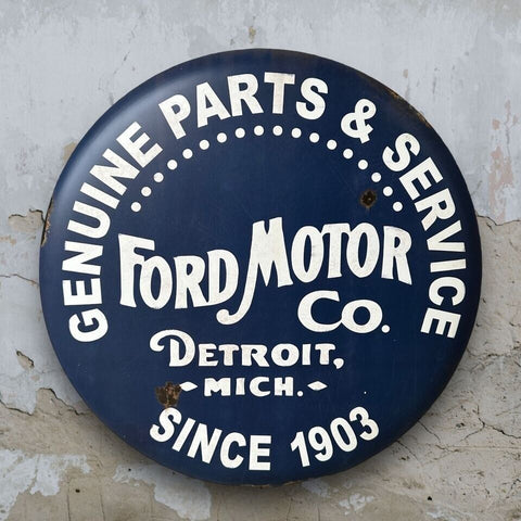 Ford Motor Co. Genuine Parts & Service Large 24" Button Sign W/ Vintage Design