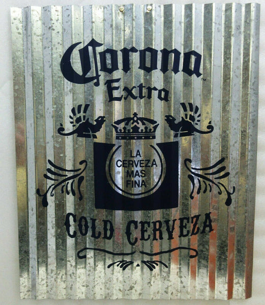 Corona Extra Cold Cerveza 15" x 12" Corrugated Tin Metal Sign Man Cave Decor