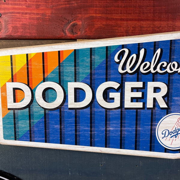 Welcome To Dodger Stadium Traditional Wood Wall Sign Los Angeles Dodgers