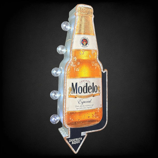 Modelo LED Sign Double Sided 25" Beer Bottle and Arrow Shaped Battery Operated