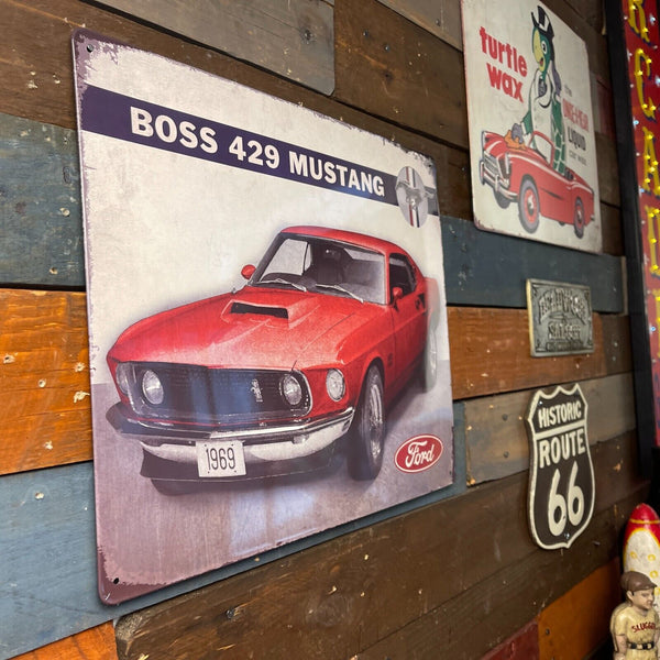 '69 Ford Mustang Boss 429 15" x 12" Tin Metal Sign W/ Reinforced Edges