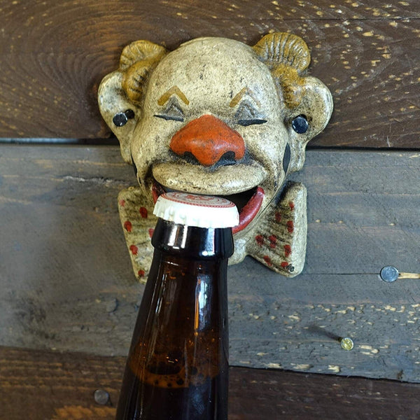 Clown Antique Vintage Cast Iron Bottle Opener Wall Mounted Pub Bar Man Cave Beer