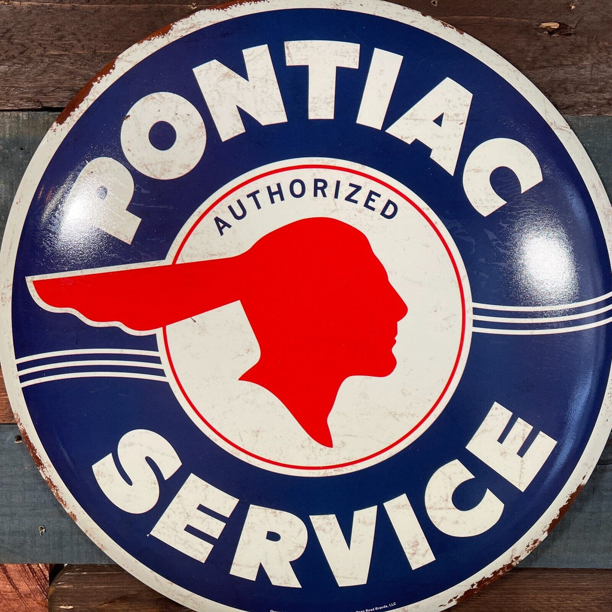 Pontiac Authorized Service Hanging Metal Sign With Vintage Design Man ...