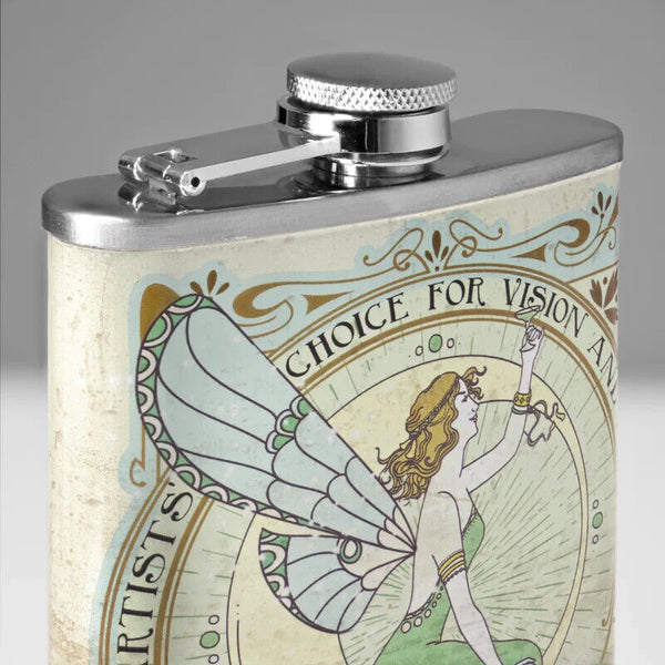 Absinthe Green Fairy Stainless Steel Flask