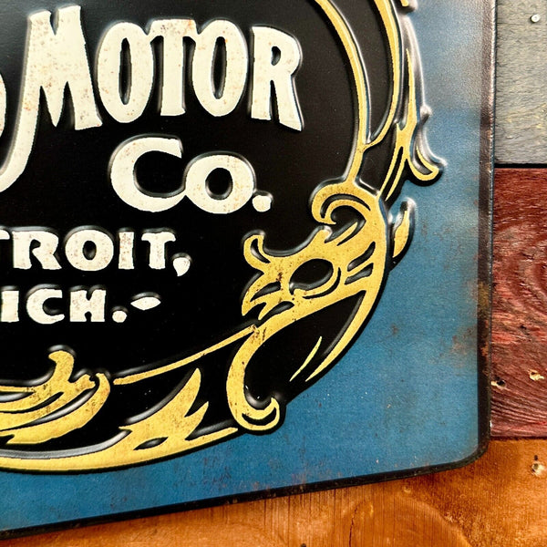 Ford Motor Co. Detroit Mich. Embossed Thermometer & Sign Vintage Advertising