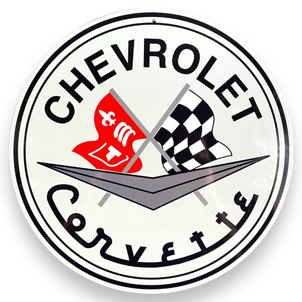 Chevrolet Corvette 12" Round Tin Sign Classic Wall Decor For Garage or Man Cave