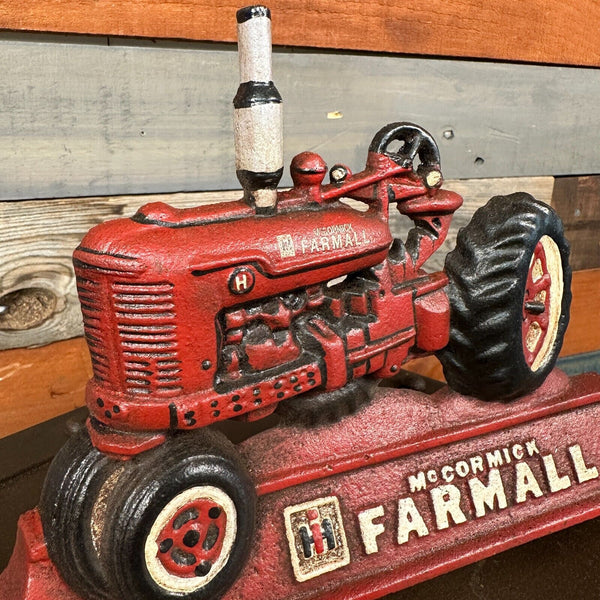 Farmall IH McCormick Tractor Door Stop Cast Iron With Antique Distressed Finish