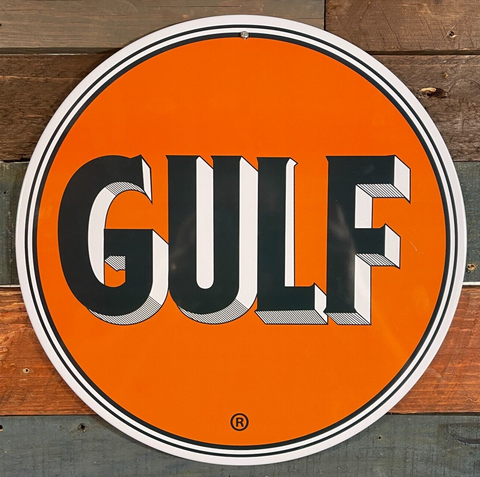 Gulf Oil Metal Sign 12" Round Design - Wall Decor For Garage or Man Cave