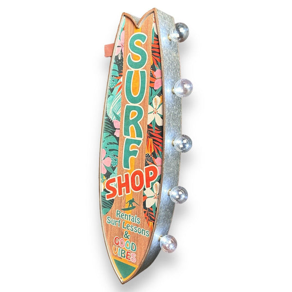 Surf Shop Surfboard LED Sign Double Sided Vintage Retro Off The Wall Design