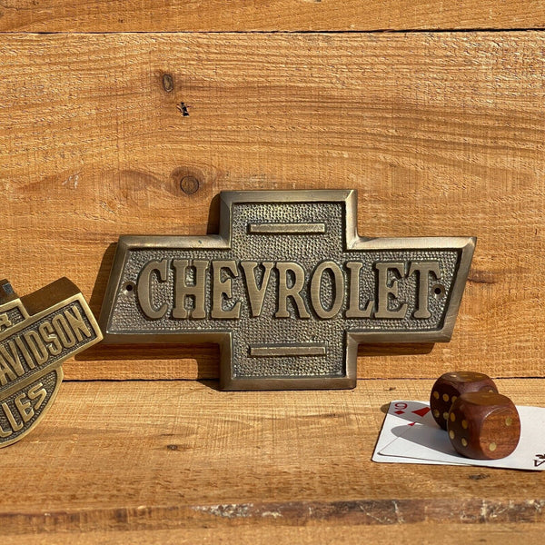 Chevrolet Auto Solid Brass Plaque Embossed Sign Tag W/ Antique Vintage Finish