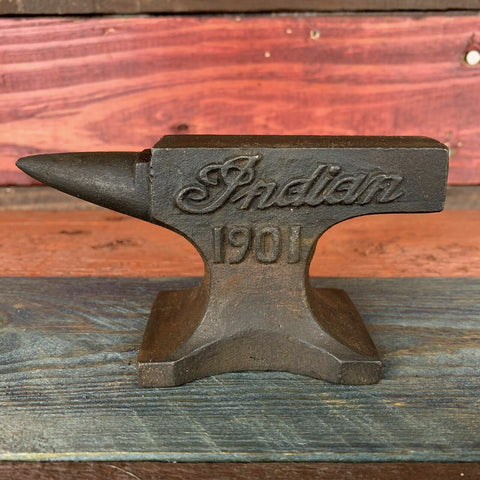 Indian Motorcycles 1901 Anvil With Antique Finish and Raised Letters Paperweight