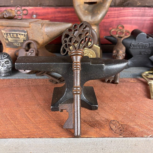 5" Cast Iron Bordello Key With Antique Finish