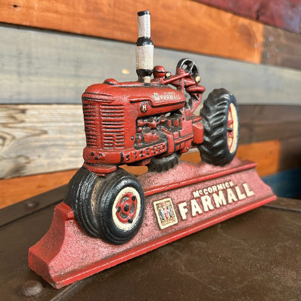 Farmall IH McCormick Tractor Door Stop Cast Iron With Antique Distressed Finish