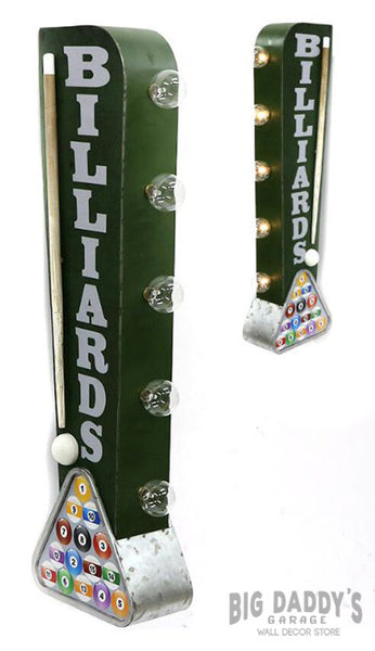 BILLIARDS Double Sided Sign W/ LED Lights, Garage Home Bar Man Cave Bar Pool Pub