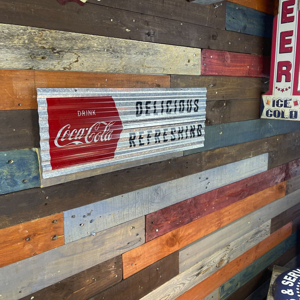 Coca-Cola Corrugated Metal 24" Sign