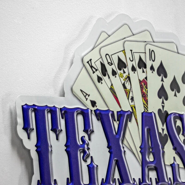 Texas Hold'Em Poker Cards Embossed & Shaped Metal Sign