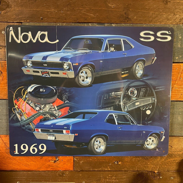 '69 Nova SS 15" x 12" Tin Metal Sign W/ Hemmed Reinforced Edges Man Cave Decor