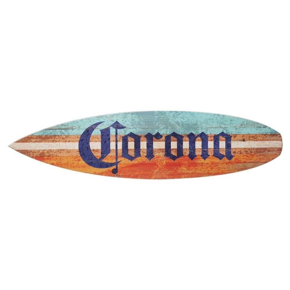 Corona Surfboard Plaque, Wall Sign, Licensed, 60" x 15", Color Wood Tones