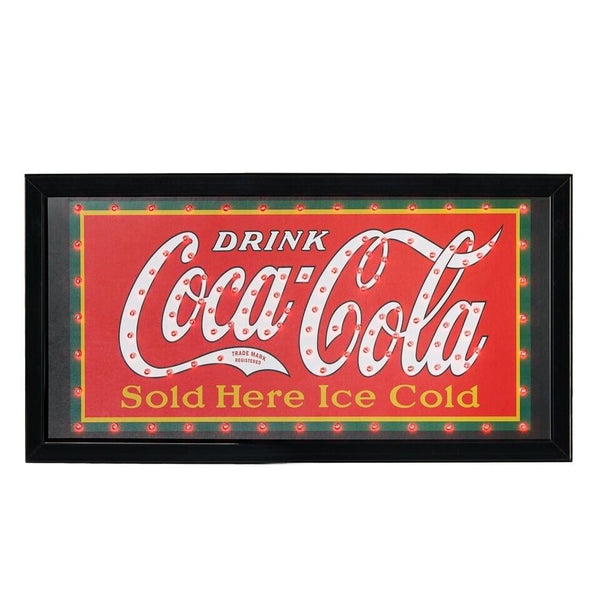 Coca-Cola Framed and Flashing Hanging LED Light Up Plug-In Marquee Sign