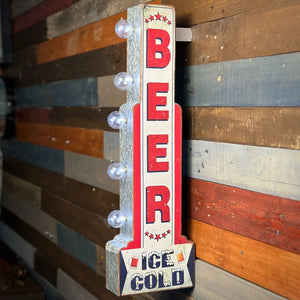 Beer Ice Cold LED Sign 26" Double Sided Vintage Retro Off The Wall Design