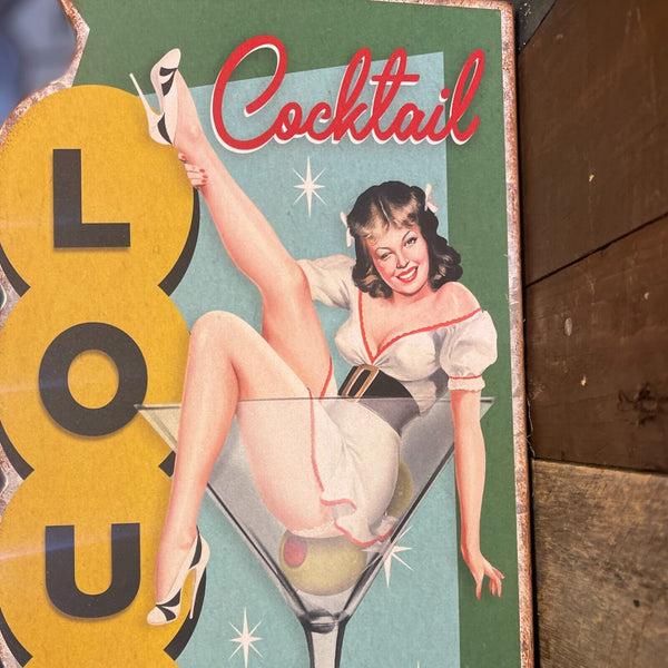 Cocktail Lounge Pin-Up LED Sign 24" Double Sided Vintage Retro Off The Wall