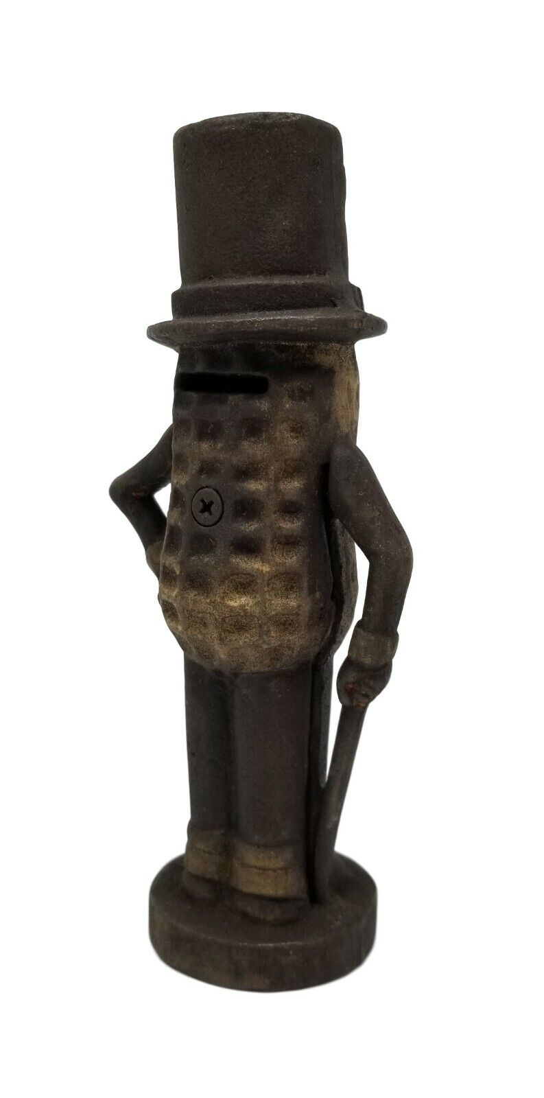 Planters Mr. Peanut Cast Iron Bank With Painted Rusted Antique