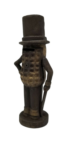 Planters Mr. Peanut Cast Iron Bank With Painted Rusted Antique Finish 