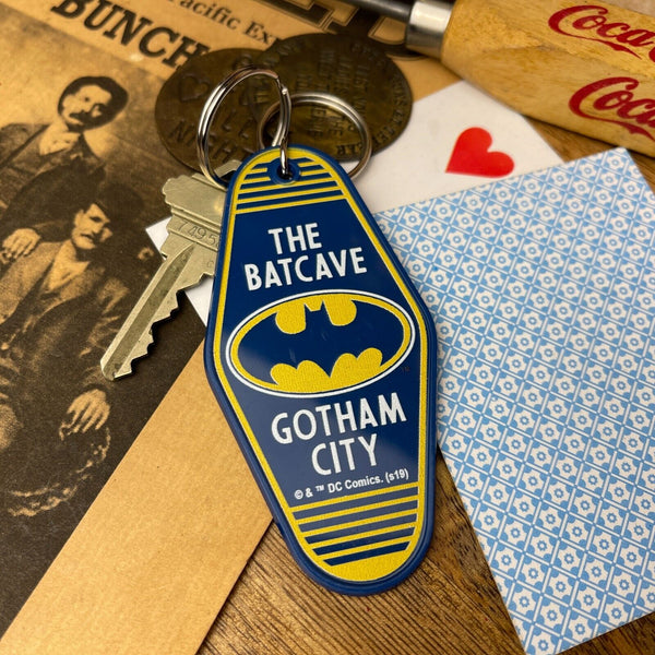 Batman The BatCave Gotham City Double Sided Keychain DC Comics