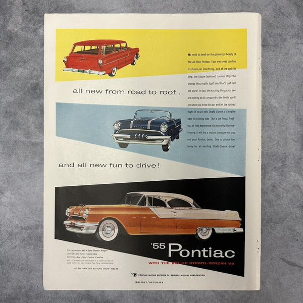 '55 Pontiac Automobile Ad Vintage Print Ad 50's 1954 Advertisement 13.5" x 10.5"